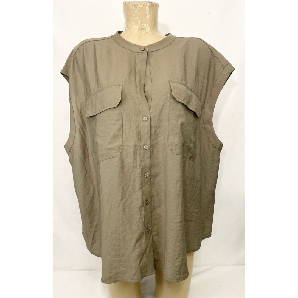 NWT $60 Banana Republic Shirt XXL 2XL 56” Button Down Sleeveless Blouse Top
